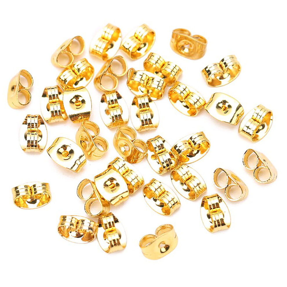 Photos - Earrings x100  gold metal friction butterfly stud stoppers findings post push back bulk