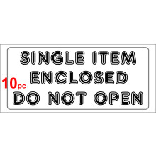 (10) SINGLE ITEM ENCLOSED DO NO OPEN shipping label adhesive warning mailing sticky sticker 56x25mm