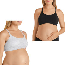 (XL) 2x Bonds Maternity Nursing Breastfeeding Pregnancy Crop Bra Black Grey YYCEY