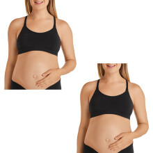 (S) 2x Bonds Maternity Nursing Breastfeeding Pregnancy Seamfree Crop Bra Black YYCEY