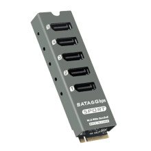 M.2 PCIe to 5 Port SATA3.0 Expansion Card Riser Converter for Computer Expansion JMB585 Supports PM Function with Case