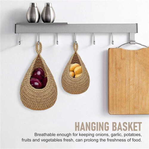 Hanging Fruit Basket forKitchen, Hanging Wall Fruit Vegetable Baskets, Handwoven Decorative Hanging Kitchen Baskets 1