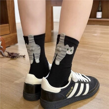 3D Cute Cat Socks Funny Cat Socks Women Girl Mid-Tube Sleep Sock Cat Print Floor Sock White