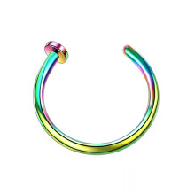 (Blue, 6 mm) Surgical Steel Open Lip Ear Nose Ring Hoop Small Thin Earrings Body Piercing