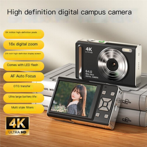 4K Digital Camera LED Flash 64MP HD Pixel Retro Ccd Portable Card Entry-Level Camera Auto Focus A 2