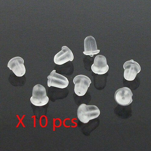 X10 Earrings Plastic Rubber Plug Stud Stoppers Jewellery Findings Post Backing Back 2