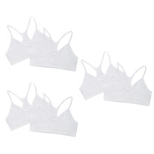 (6-8) 6 Pack Bonds Sports Seamfree Racer Back Crop Top Girls Kids Training Bra Bulk UXNK2A White
