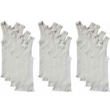 (0000) 12 Pack Bonds Vest Baby Kids Girls Boys Chesty Singlet Tank Top White BYLV Bulk
