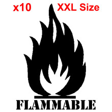 (10) XXL FLAMMABLE FIRE shipping label adhesive warning sticky sticker 100x150mm