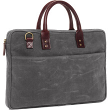 ONA The Kingston 15'' Laptop Briefcase Canvas Leather Camera Shoulder Bag Smoke