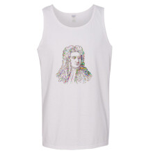 (3XL) Sir Isaac Newton Portrait Art Science Mens White Basic Tank Top Singlet T Shirt