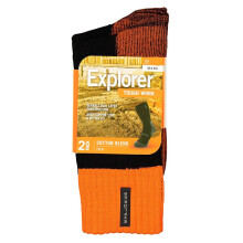 (6-10) 2 Pair Bonds Explorer Tough Work Crew Mens Orange Thick Cotton Socks SYNJ2W