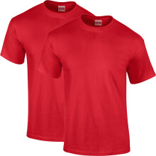 (Red, 3XL) 2 Pack Mens Cotton Blank Plain Basic Crew Neck Short Sleeve T-Shirt Tee Top Bulk Classic Regular Fit