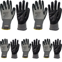 (M) 5 Pair Safetyware Cut Oil Resistant Proof Coated Nitrile Safety Work Gloves Bulk for Kitchen Gardening Mechanic Construction General Purpose