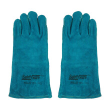 Safetyware Premium Full Leather Safety Work Heat Proof Welding Riggers Gloves Green for Tig Mig Welders BBQ