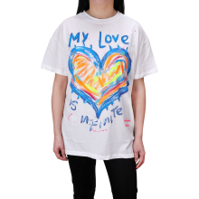 T-shirt / Blouse Femme Imprimé Manches Courtes Oversize Casual Blanc Taille M