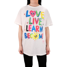 T-shirt / Blouse Blanc Oversize Imprimé Manches Courtes Casual Taille M pour Femme