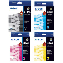 Epson 812XXL 812XL High Capacity 4 Ink Cartridge Toner Value Pack Genuine Original Black Cyan Magenta Yellow
