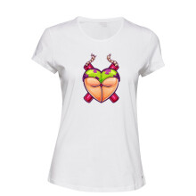 (M) Booty Love Ass Bum Bubble Butt Dynamite Art White Ladies Women T Shirt Tee Top