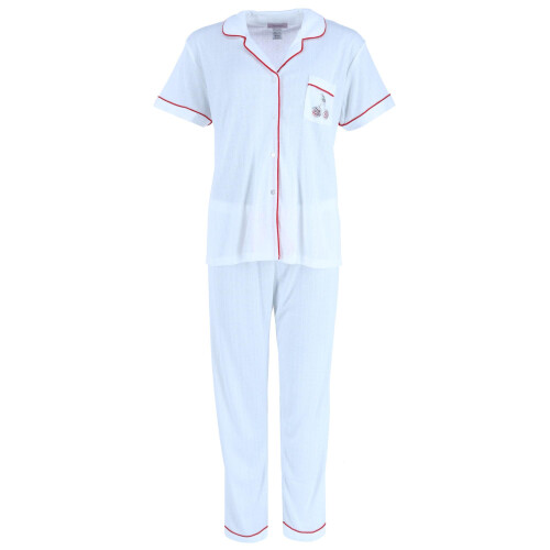 Overslept Women's Pointelle Cherries Notch Pyjama Set