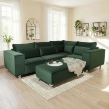 (4 Seater Corner Left Hand, Green Velvet) LUXURY SLOANE CORNER SOFA 5 SEATER CORNER VELVET COUCH SETTEE CHAISE LONGUE SOFA