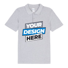 (Front, 2XL) Personalised Mens Polo Custom Printed Collar T-Shirt Logo Text Printing Sport Grey Tee