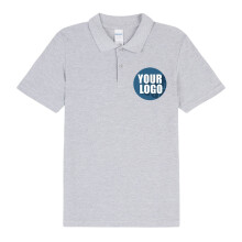 (S) Personalised Mens Custom Printed Polo Collar T-Shirt Logo Printing Sport Grey Tee