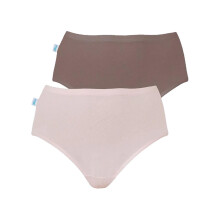 (Pink/Brown, 16) 2 Pack Sloggi Originals Hikini Full Briefs Womens Ladies Underwear Undies Panties High Waisted Bikini