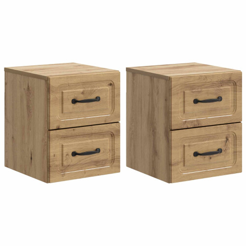 VidaXL vidaXL Wall-Mounted Bedside Cabinet 2 pcs Artisan Oak Engineered Wood