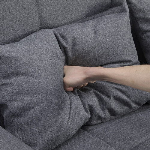 (Gray, Fabric) 2-Seater Sofa Bed – Grey Foldable Sleeper 1