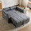 (Gray, Fabric) 2-Seater Sofa Bed – Grey Foldable Sleeper 11