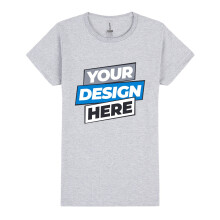 (Front and Back, M) Personalised Ladies Womens Custom Printed T-Shirt Logo Text Printing Sport Grey Tee Top