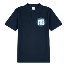 (2XL) Personalised Mens Custom Printed Polo Collar T-Shirt Logo Printing Navy Blue Tee
