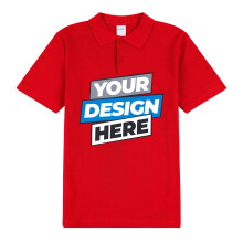 (Front and Back, 2XL) Personalised Mens Polo Custom Printed Collar T-Shirt Logo Text Printing Red Tee
