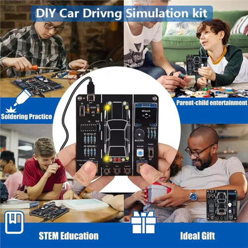 DIY Car Driving Simulation Soldering Practice Kit STEM Electronic Project Simulator Welding Project for Student to Learn 2