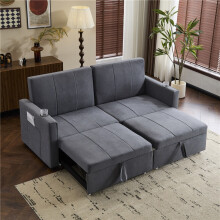 (Gray, Fabric) 207cm King Pull-Out Sofa Bed, Fabric Convertible