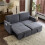(Gray, Fabric) 207cm King Pull-Out Sofa Bed, Fabric Convertible 1