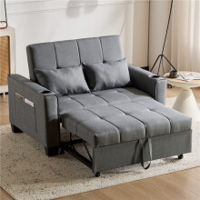 (Gray, Fabric) 2-Seater Sofa Bed – Grey Foldable Sleeper