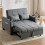 (Gray, Fabric) 2-Seater Sofa Bed – Grey Foldable Sleeper 1