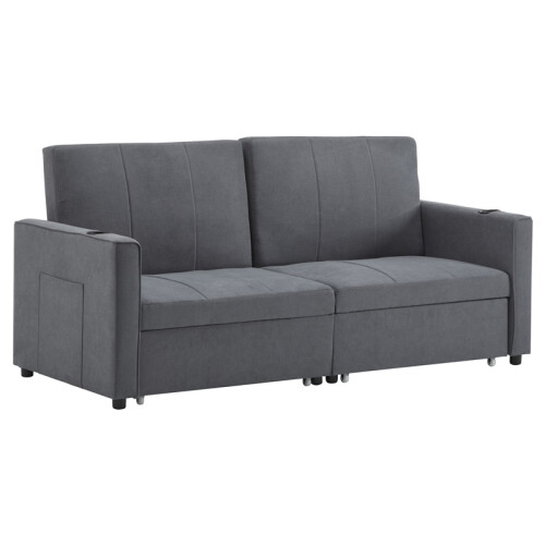 (Gray, Fabric) 207cm King Pull-Out Sofa Bed, Fabric Convertible 2