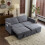 (Gray, Fabric) 207cm King Pull-Out Sofa Bed, Fabric Convertible 11