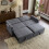 (Gray, Fabric) 207cm King Pull-Out Sofa Bed, Fabric Convertible 13
