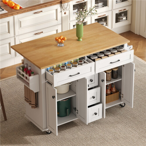 Locking-Wheel Kitchen Island, 120x65x89 cm