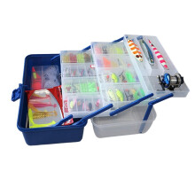 Caixa de Pesca de Isca de Plástico Transparente 3+1 Camada Dobrável Caixa de Armazenamento de Isca Caixa de Equipamento de Pesca