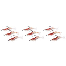 9Pcs 6cm/3G Artificial Fishing Lure Bionic Shrimp Prawn Soft Bait Fishing Tackle Noctilucent Luminous Lifelike with Hook