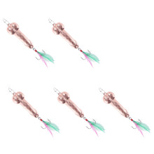 5Pcs Fishing Lures Tackle Hook Dick Spinner Spoon Pike VIB Wobble Tackle Hook(Rose Gold 21G)