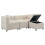 (Beige, Fabric) 80" L-Shaped Sectional Sofa with Storage Ottoman 5