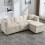 (Beige, Fabric) 80" L-Shaped Sectional Sofa with Storage Ottoman 10