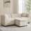 (Beige, Fabric) 80" L-Shaped Sectional Sofa with Storage Ottoman 14