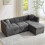 (Grey, Fabric) 80" L-Shaped Sectional Sofa with Storage Ottoman 1